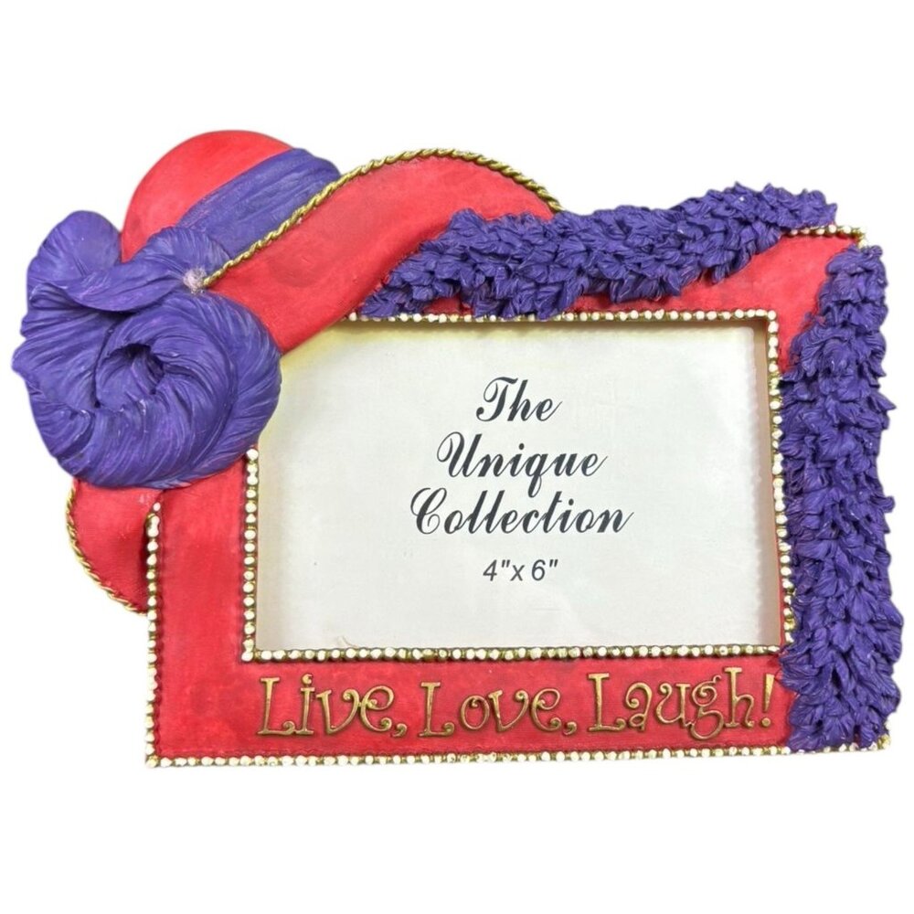 Red Purple Hat Society Unique Collection Live Love Laugh 4X6 3D Picture Frame